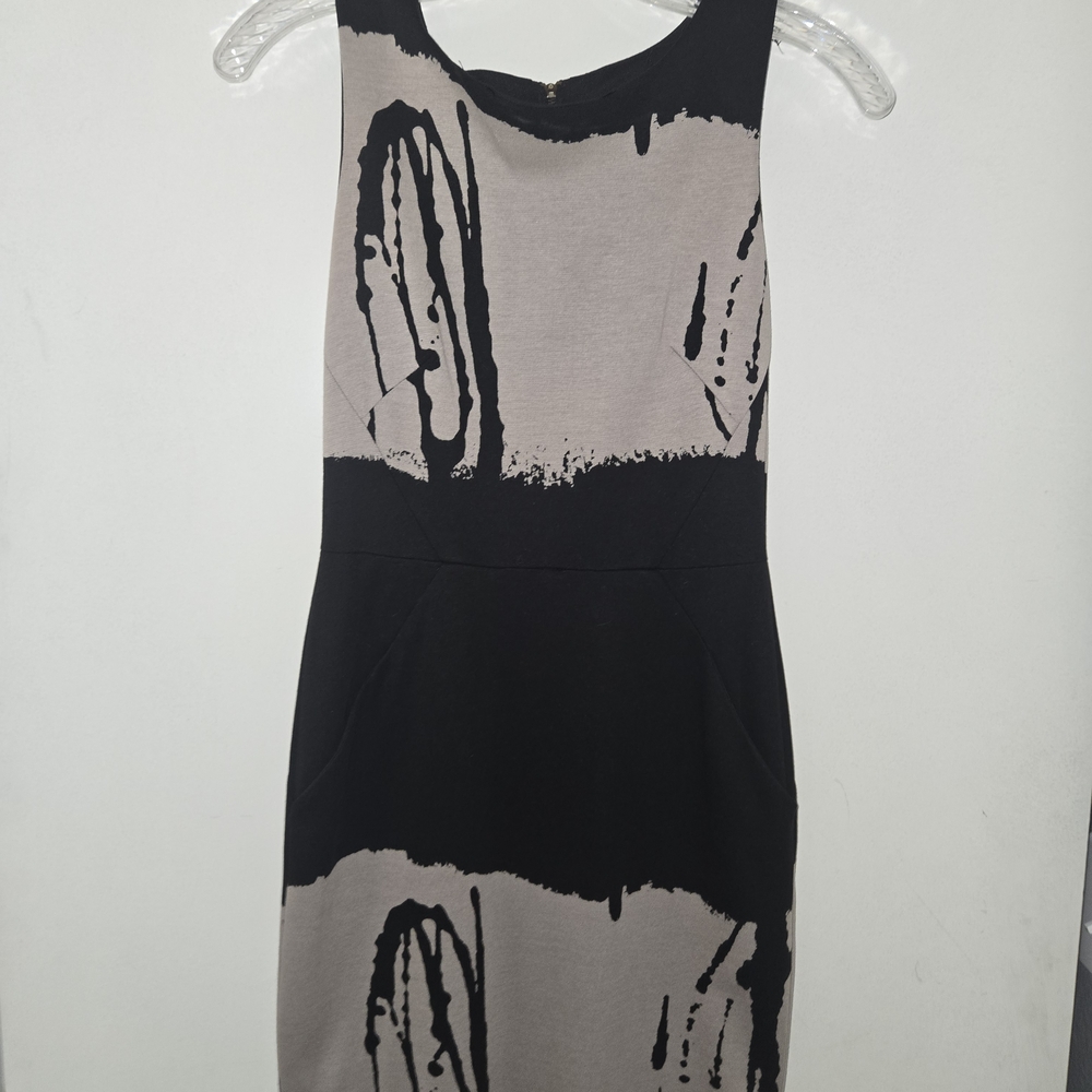 Black and Cream Women's Dress With Pockets